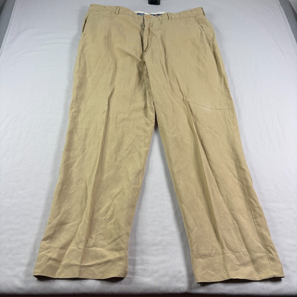 Polo Ralph Lauren Linen Silk Pants Mens 38x32 Beige Dress Slacks VTG